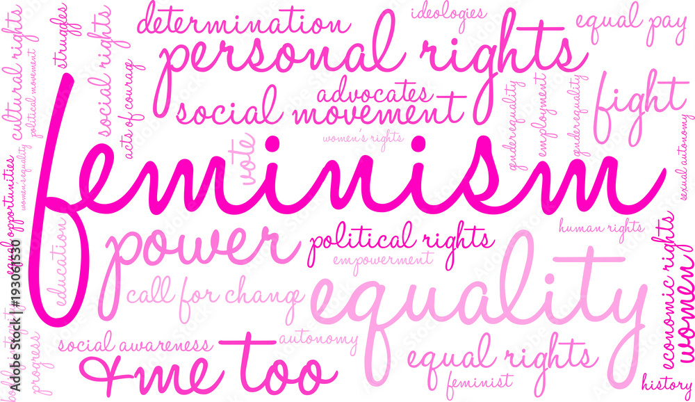 Feminism Word Cloud on a white background. 