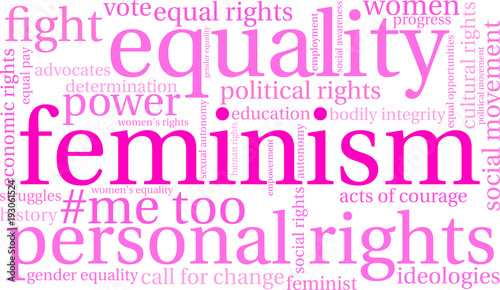 Feminism Word Cloud on a white background. 