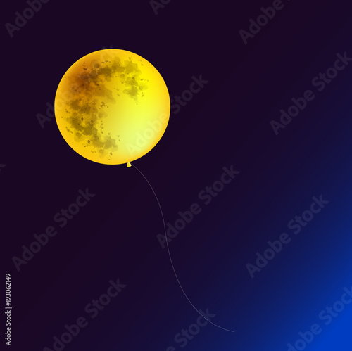 full moon balloon floating in the sky, illustration vector. 