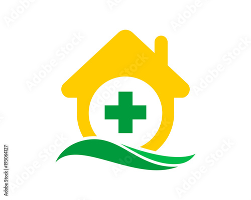 yellow house medical medicare pharmacy clinic image vector icon