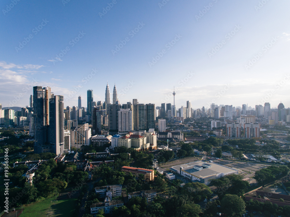 Fototapeta premium Kuala Lumpur City skyline with blue sky background. Kuala Lumpur city landscape