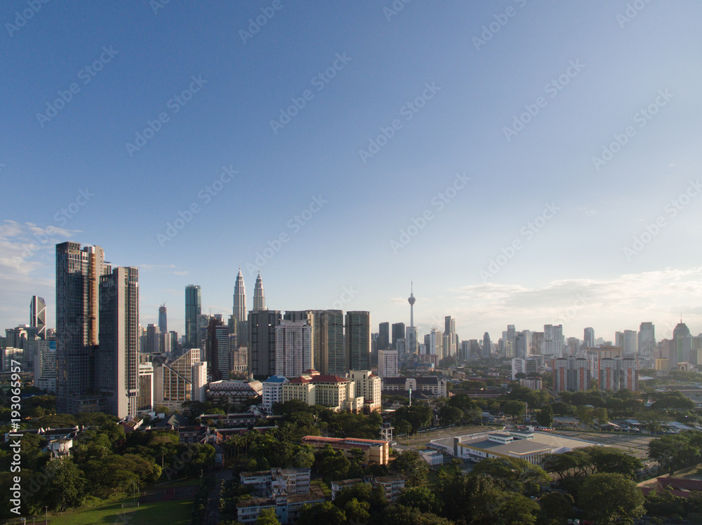 Kuala Lumpur City skyline with blue sky background. Kuala Lumpur city landscape