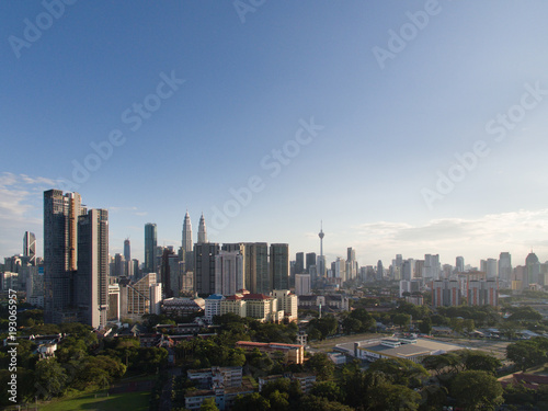 Kuala Lumpur City skyline with blue sky background. Kuala Lumpur city landscape