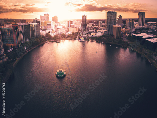 Epic aerial view of Lake Eola Park photo