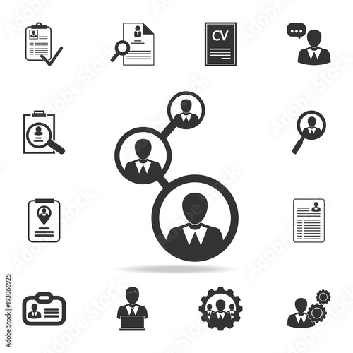 People connecting icon. Set of Human resources, head hunting icons. Premium quality graphic design. Sign sand symbols collection, simple icons for websites, web design