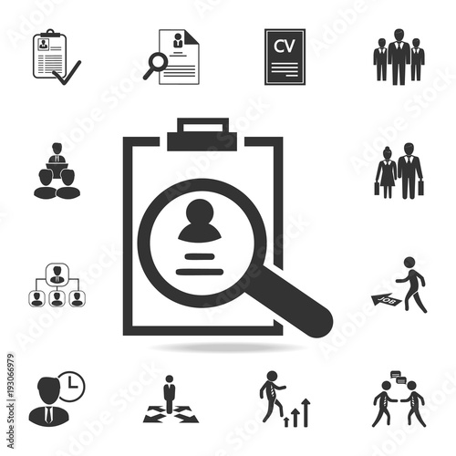 CV review icon. Set of Human resources, head hunting icons. Premium quality graphic design. Sign sand symbols collection, simple icons for websites, web design