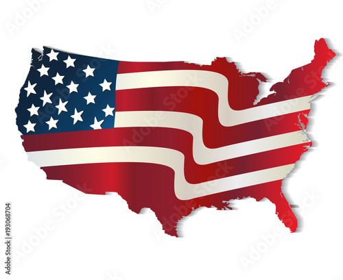 Flag map of United States of America vivid colors vector design
