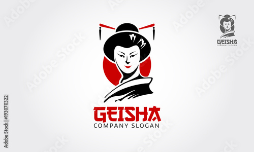 Geisha Vector Logo Illustration. Japanese culture symbol and icon.