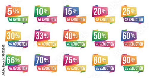 Bandeaux de réduction en pourcentage - de 5% à 90%