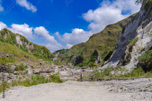 Tourists hiking Mount Pinatubo