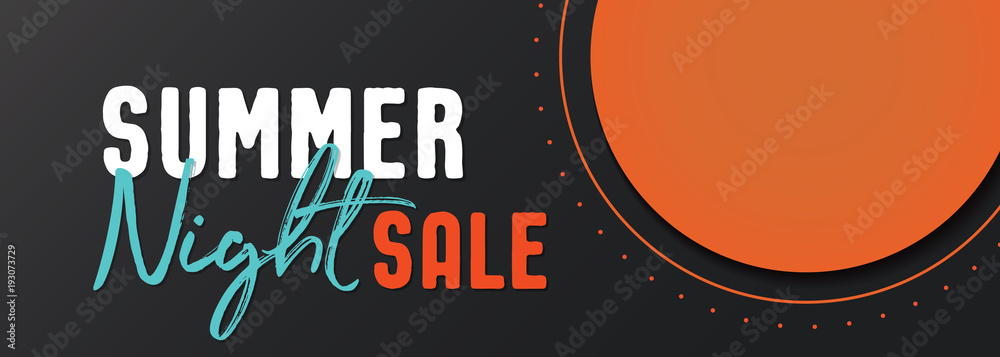 Fototapeta premium Summer Night Sale banner vector heading design for banner or poster. Sale and Discounts Concept.