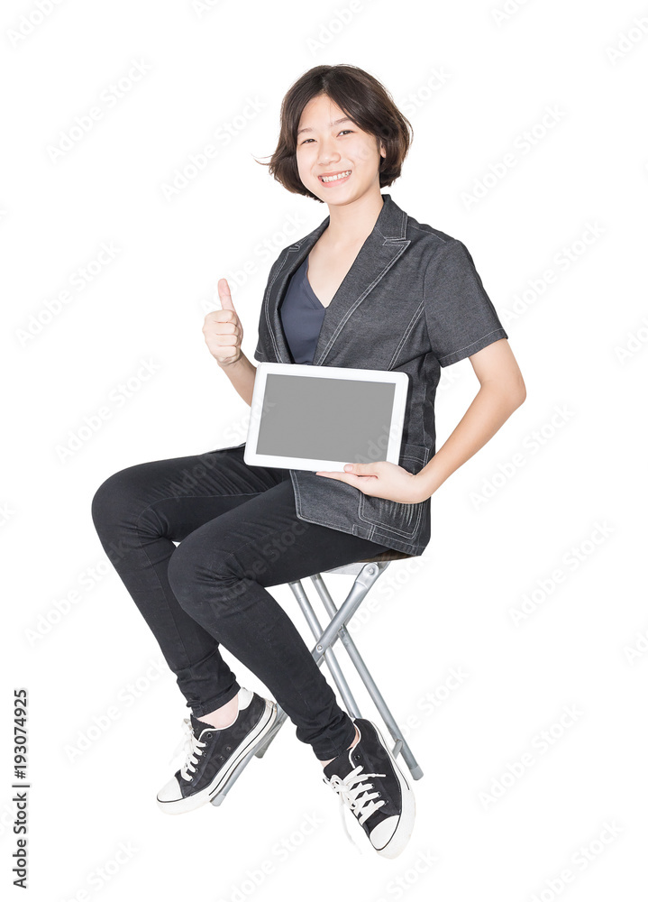 Women sit on chair with using mobile phone Women sit on chair with using mobile phone