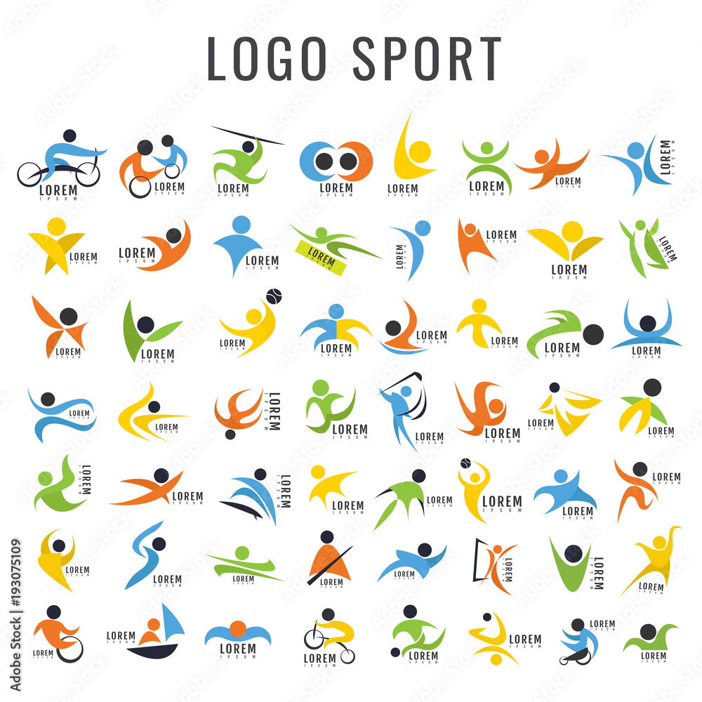 Logo sport Design Collection. Freeform. Normal people's sport. Disabled people. symbol. Abstract. vector illustration. on white background