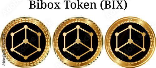 Set of physical golden coin Bibox Token (BIX) photo