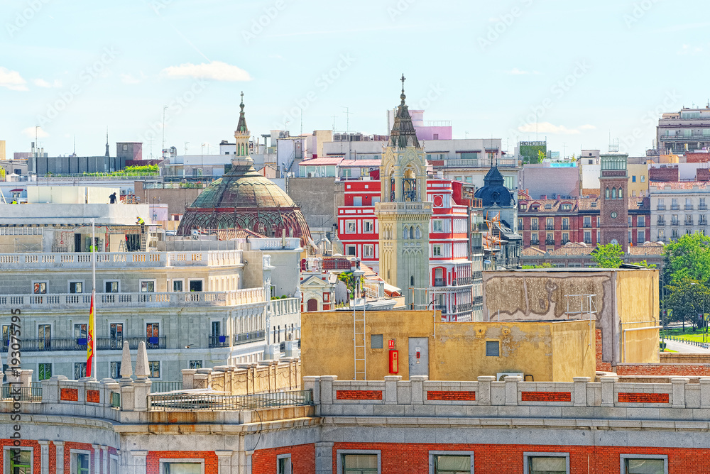 Panoramic view from above on the capital of Spain- the city of M