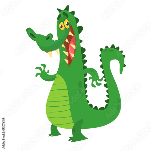 Funny cartoon crocodile alligator. Vector illustration. Design for print  mascot or children book illustration