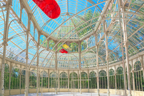 Indoor view of Crystal Palace (Palacio de Cristal) in Buen Park
