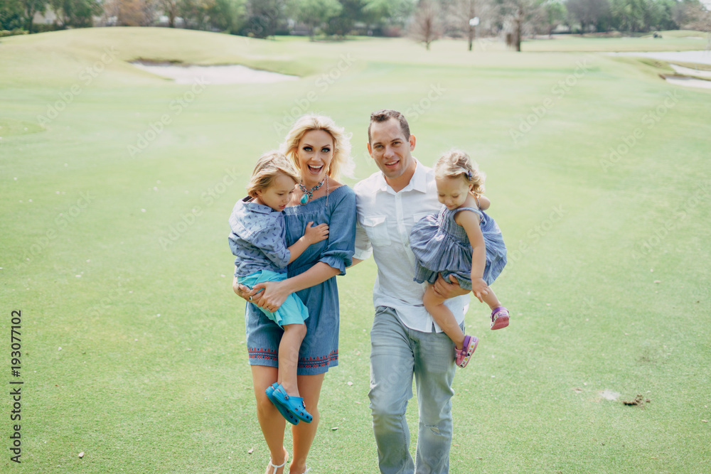 Obraz premium young family on the street