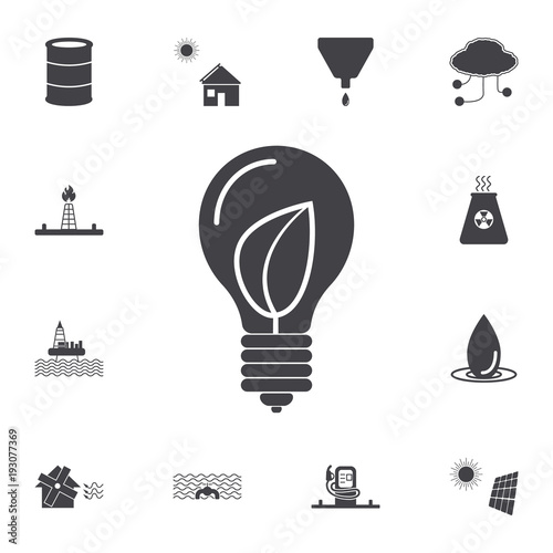 leaf in light bulb icon. Set of energy icons. Premium quality graphic design icons. Signs and symbols collection icons for websites, web design, mobile app