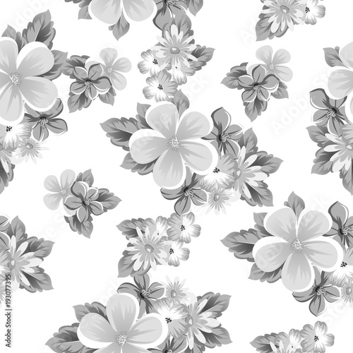 Abstract floral background. Monochrome seamless pattern. For design greeting cards, greeting card for Valentine's day, wedding, birthday, party, celebration, festival. © alexey_korotky