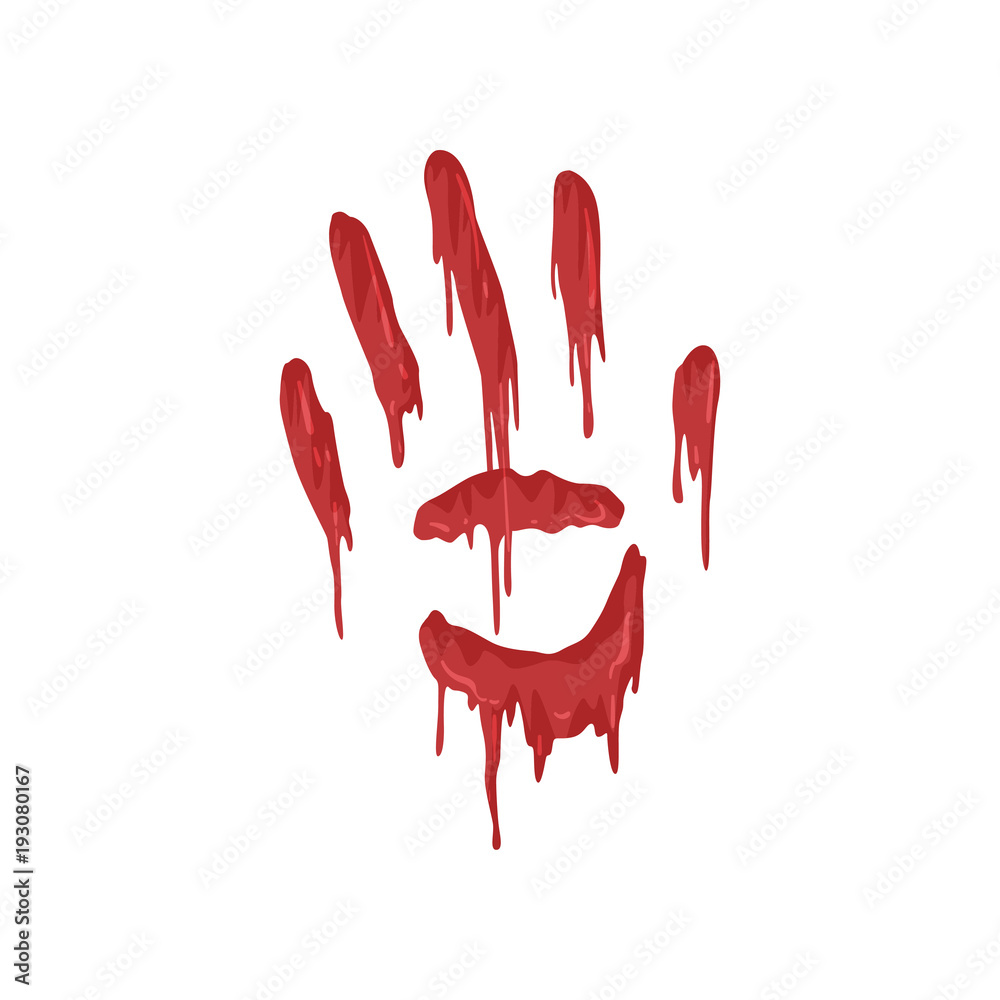 Bloody handprint with streaks vector Illustration on a white background