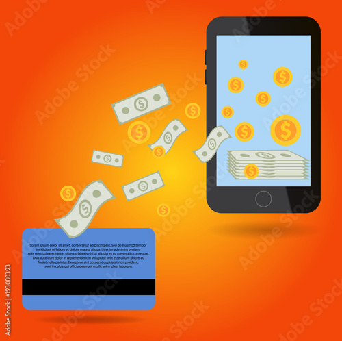 Mobile payment concept money flat design vector eps 10
