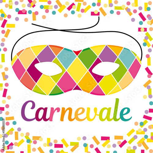 Carnevale. Maschera di Arlecchino. Carnival harlequin mask vector illustration.