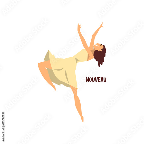 Girl dancing nouveau dance vector Illustration on a white background