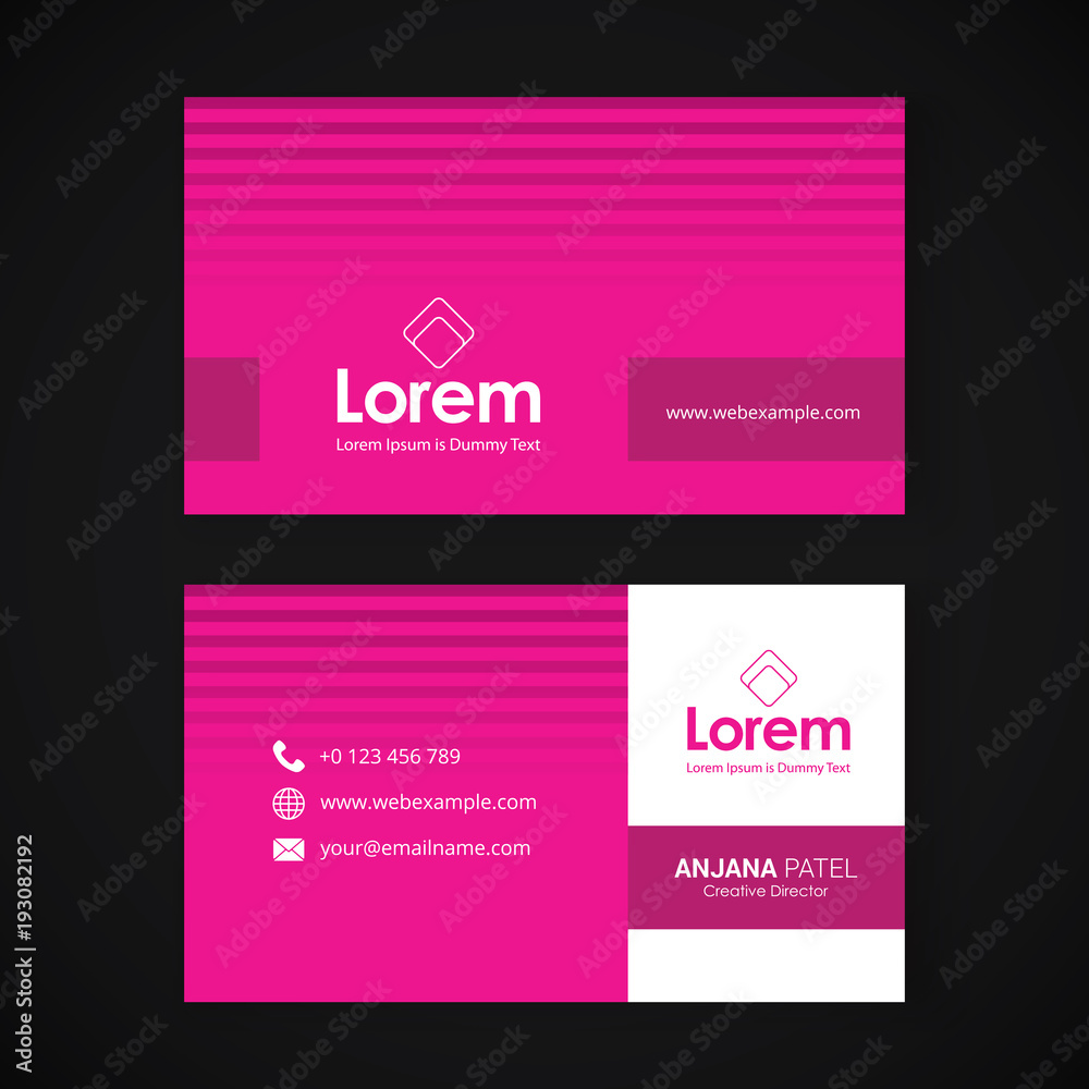 Modern business card template with flat user interface
