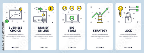 Vector modern thin line business concept web banner set