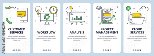 Vector modern thin line customer services concept web banner set
