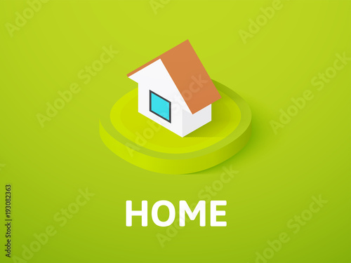 Home isometric icon, isolated on color background