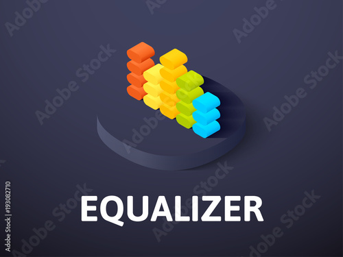 Equalizer isometric icon, isolated on color background