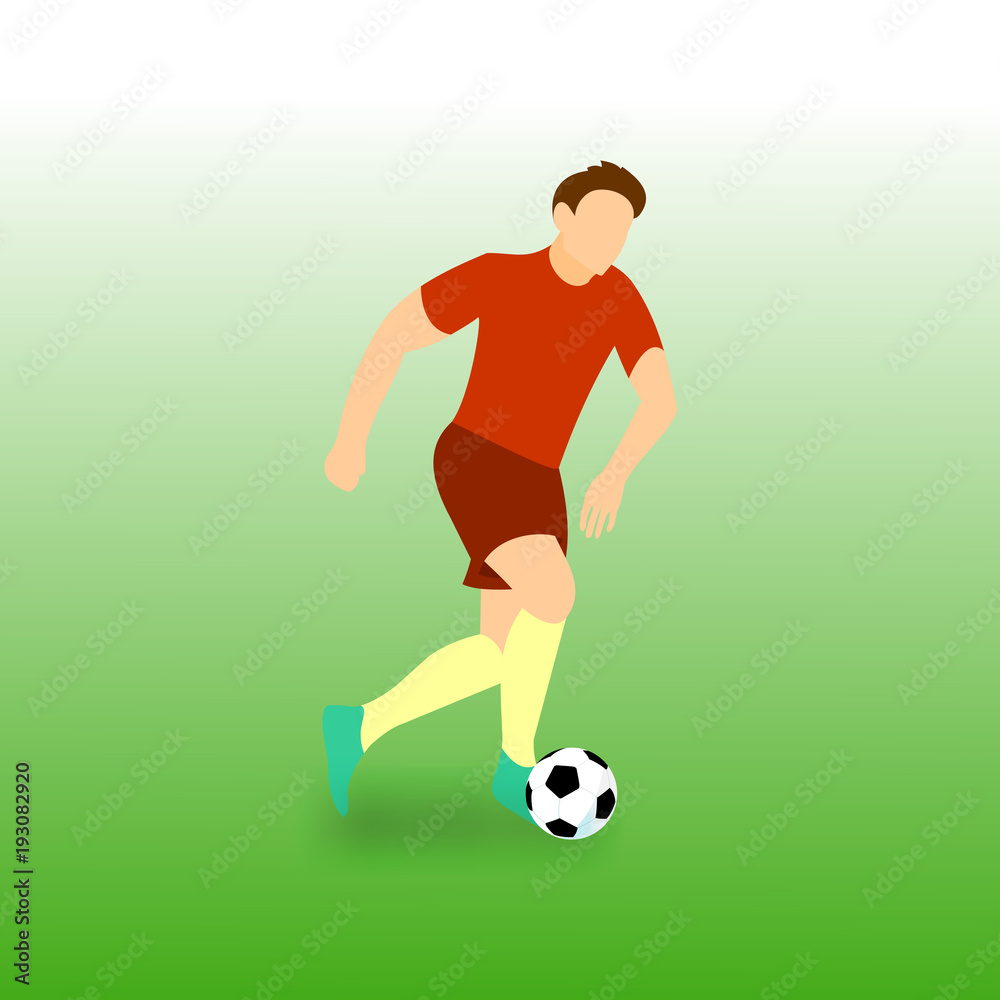 Dribbling Run Football Player Vector Illustration