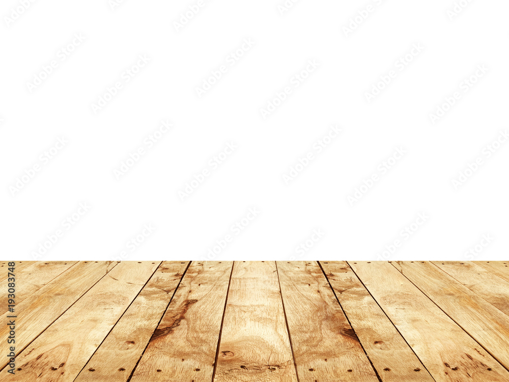 wood table or board with isolated white background
