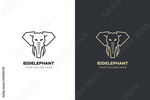 Stylized geometric Elephant head illustration. Vector icon tribal design