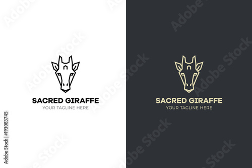 Stylized geometric Giraffe head illustration. Vector icon tribal design