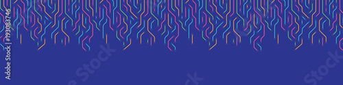 Technology background from colored lines connections for web-site header. Abstract information connectivity background. IT-development conception. Neural structure. Vector illustration