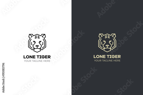 Stylized geometric Tiger head illustration. Vector icon tribal design