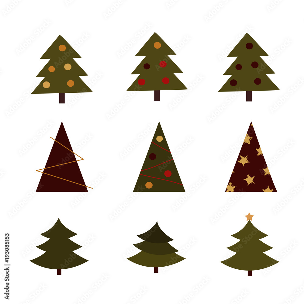 Set of Christmas trees. Vector illustration. Set of Christmas trees. Vector illustration.