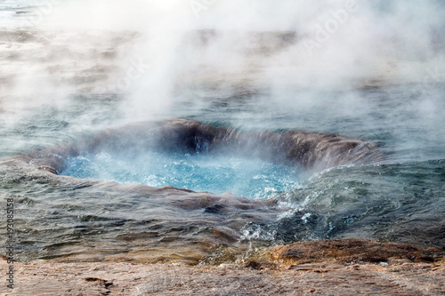 Outbreak of Icelands geyser Strokkur