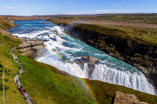 Rainbow over the Gullfoss waterfall in Iceland 11.06,2017 photo