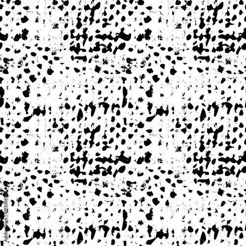 Black and White Seamless Grunge Dust Messy Pattern. Easy To Create Abstract Vintage, Dotted, Scratched Effect With Grain And Noise