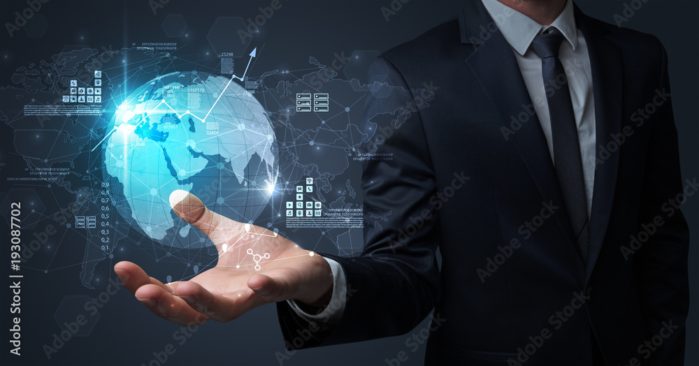 Global internet using concept with businessman Global internet using concept with businessman