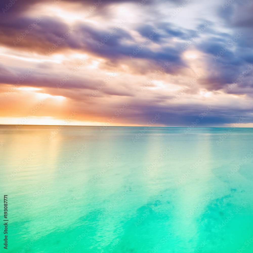 Fototapeta premium Amazing seascape at sunset.Mauritius. Panorama