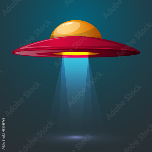 Cartoon ufo illustration. Bulb, light Vector eps 10