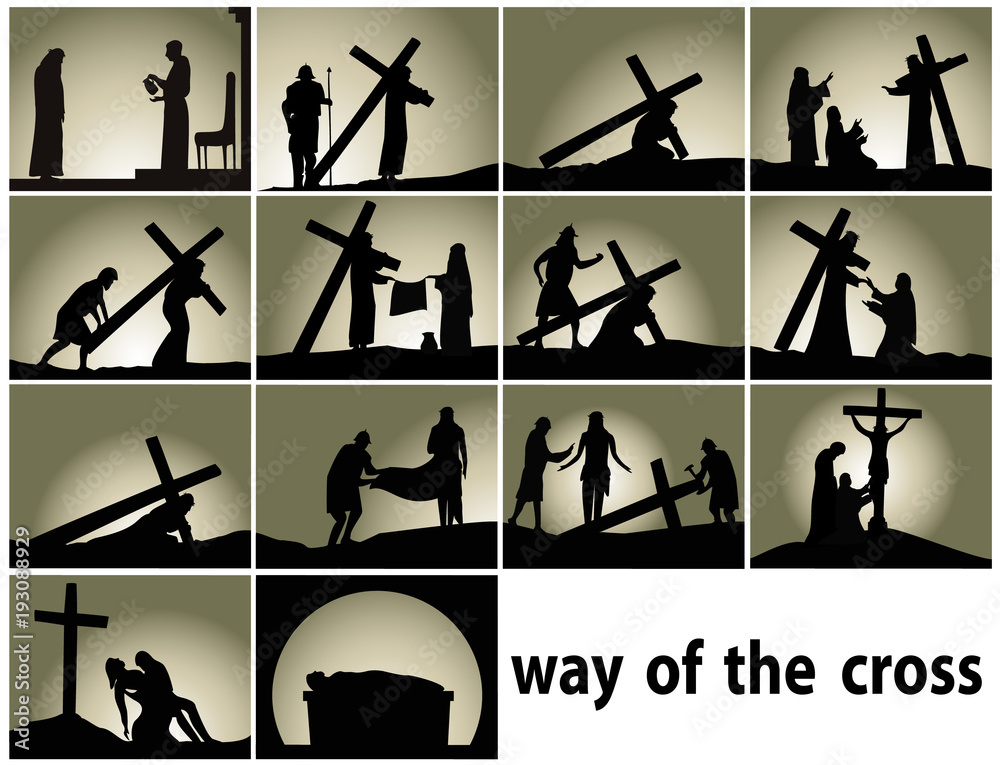 Fototapeta premium Abstract religious background with Way of the Cross stations