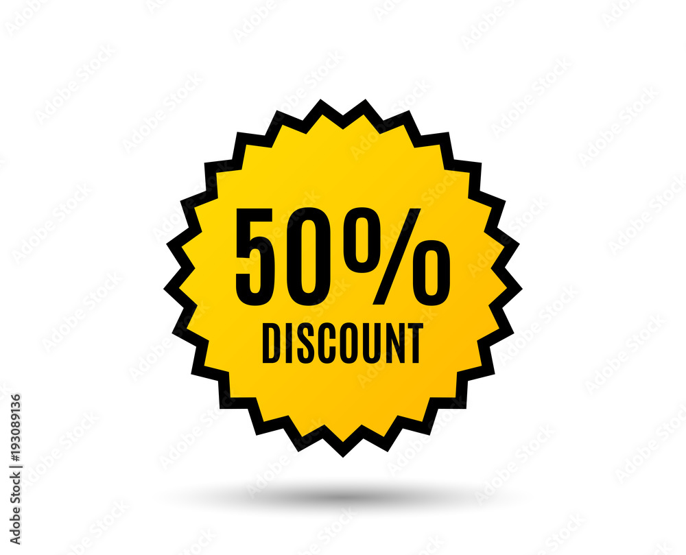 50% Discount. Sale offer price sign. Special offer symbol. Star button. Graphic design element. Vector 50% Discount. Sale offer price sign. Special offer symbol. Star button. Graphic design element. Vector
