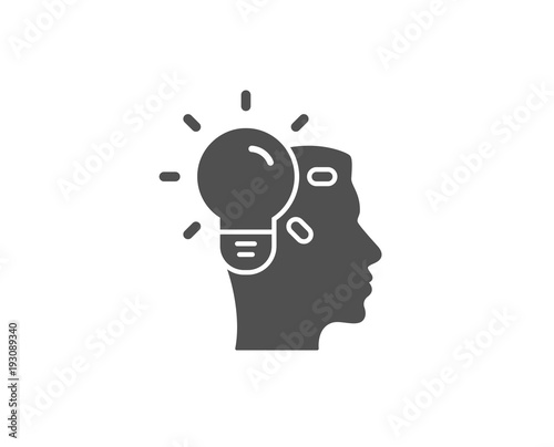 Business Idea simple icon. Light bulb symbol. Human head sign. Quality design elements. Classic style. Vector