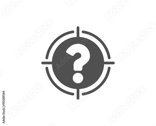 Target with Question mark simple icon. Aim symbol. Help or FAQ sign. Quality design elements. Classic style. Vector